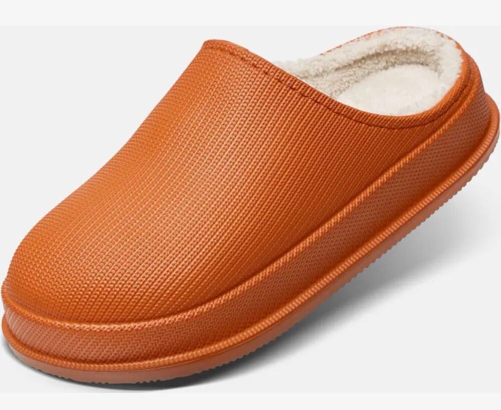 NWT Cloud Slides Men's Cozy Fur-Lined Clogs- Orange- size 40-41(6.5-7.5)